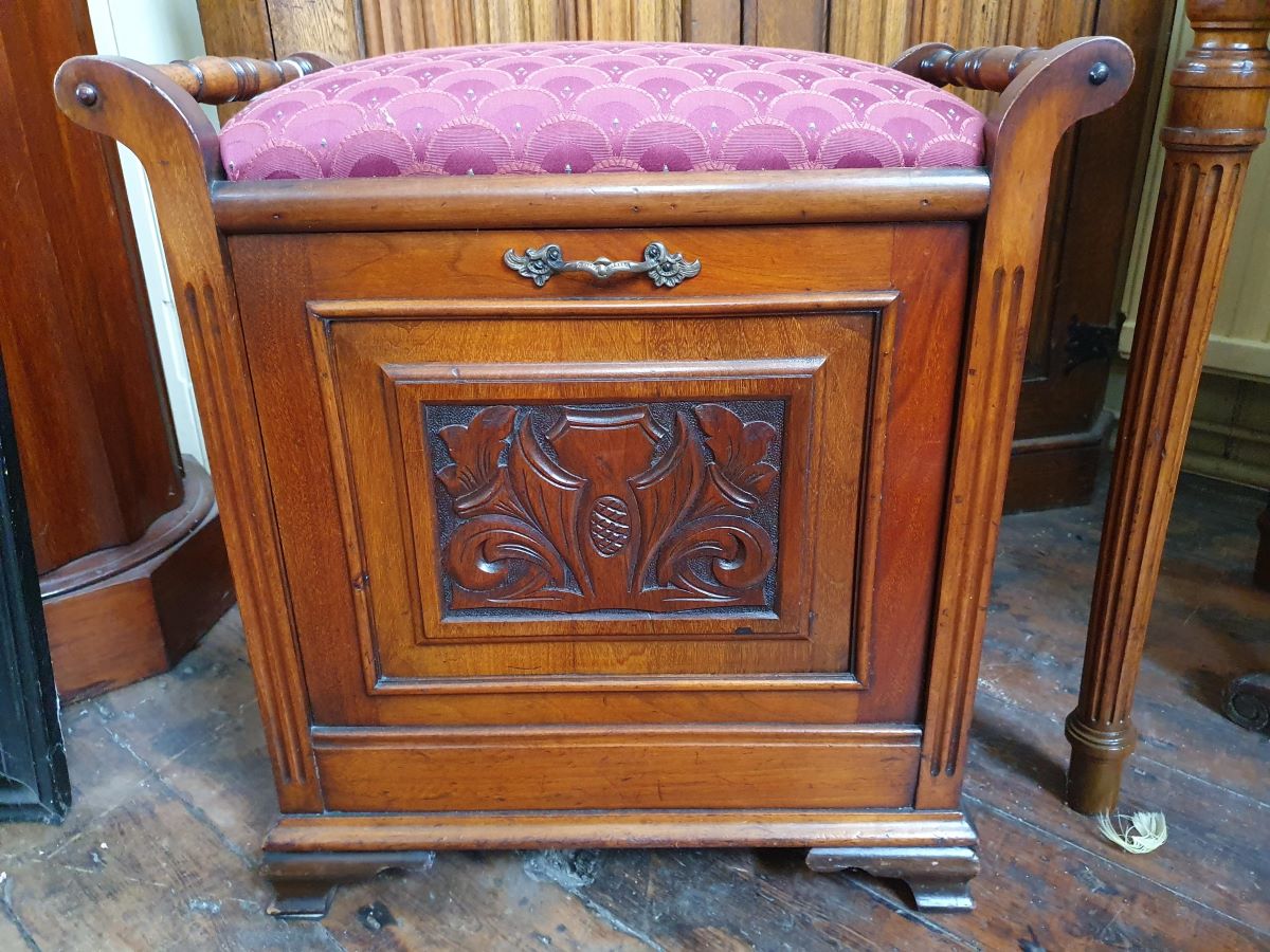 Late Victorian Walnut Box Seat Piano Stool